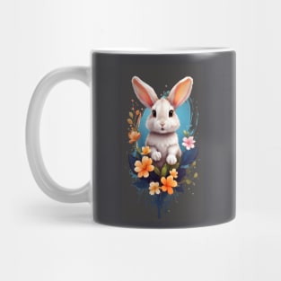 Cute Rabbit With Splash Flower Mug